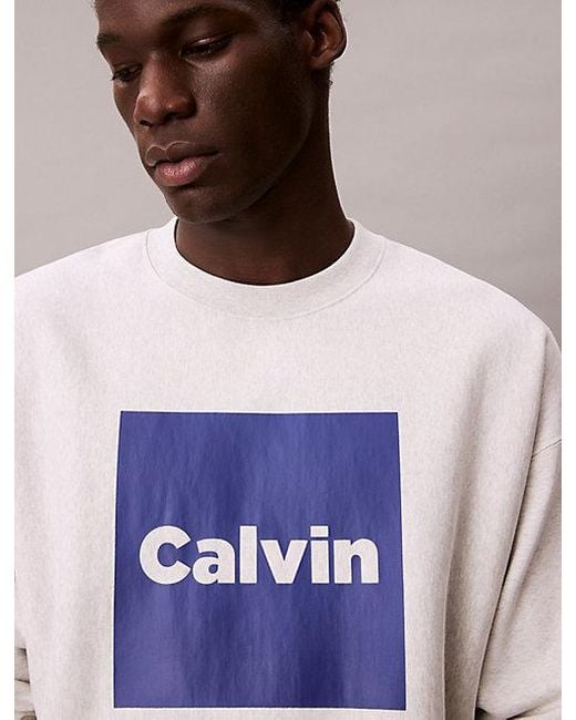 Calvin Klein Lässiges Sweatshirt Aus Hochwertigem Fleece Mit Logo-Grafik in White für Herren