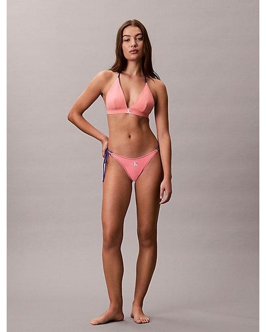 Calvin Klein Pink Halter Triangle Bikini Top Ck Monogram