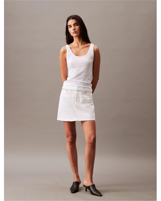 Calvin Klein White Denim Mini Skirt