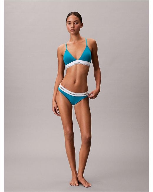 Calvin Klein Blue Icon Cotton Modal Lightly Lined Triangle Bralette