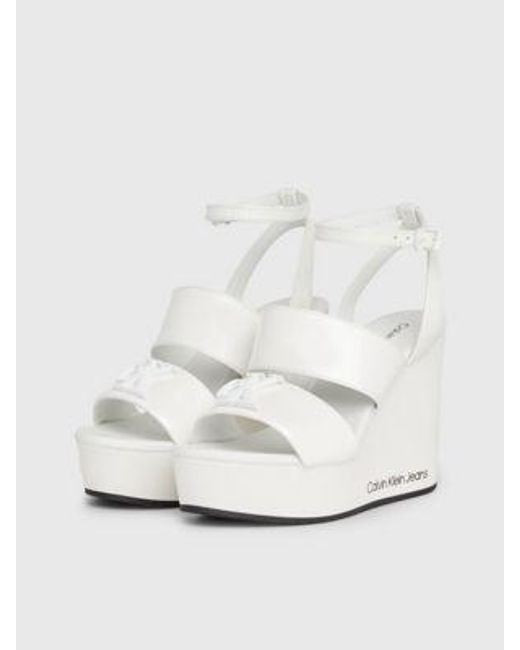 Sandalias de cuña con plataforma Calvin Klein de color White