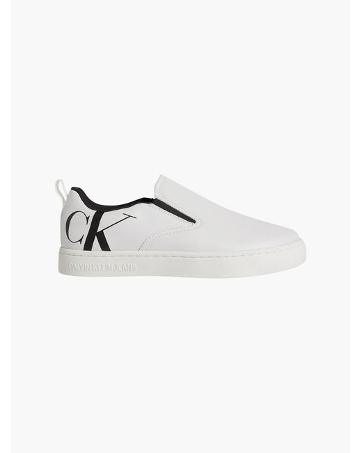 Calvin Klein White Leather Slip-on Shoes for men