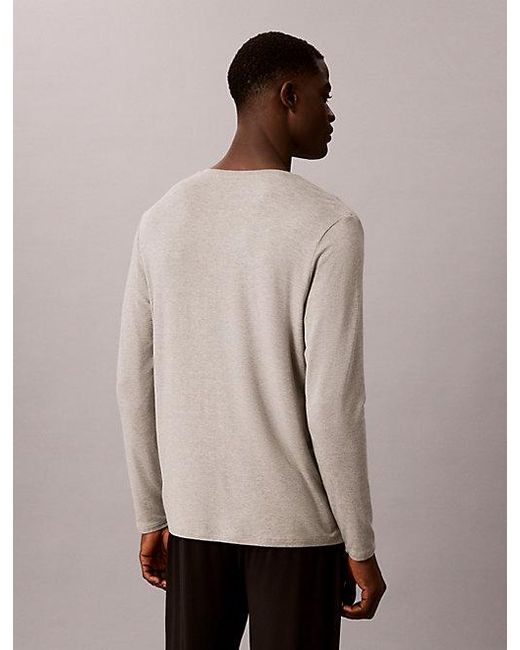 Calvin Klein Gray Henley Pyjama Top Ultra Soft Modal for men