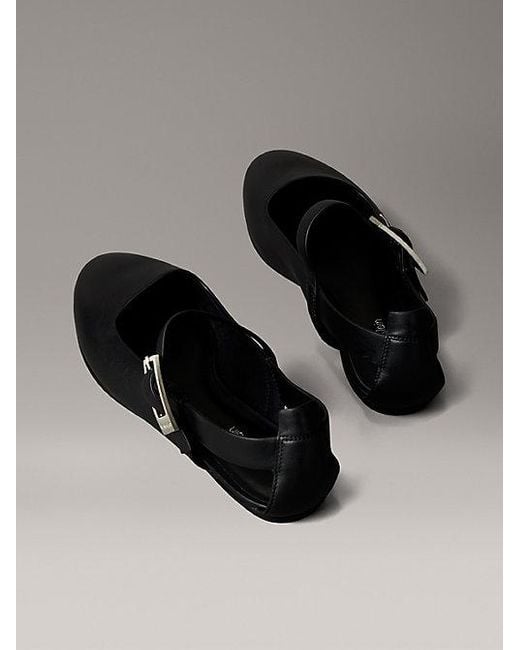 Calvin Klein Leren Ballerina's Met Airfit-Demping in het Gray