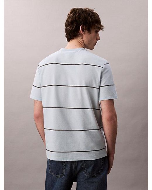 Calvin Klein Gray Jeans Wide Stripe Easy Tee for men