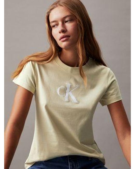 Calvin Klein Slim Monogram T-shirt in het Green