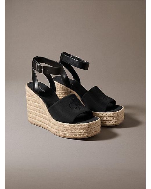 Calvin Klein Gray Elisabeth Espadrille Wedge Sandals