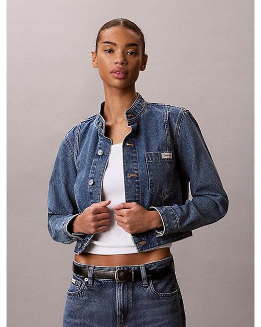 Calvin Klein Blue Jeans Cropped Denim Jacket