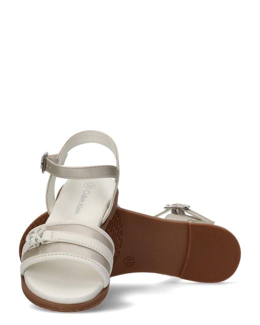 Calvin Klein White Kids Metallic Signature Sandals