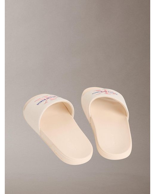 Calvin Klein Multicolor Canvas Contoured Logo Sliders