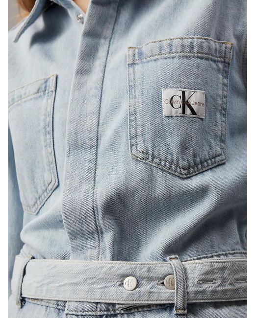 Robe-chemise en jean avec ceinture Calvin Klein en coloris Blue