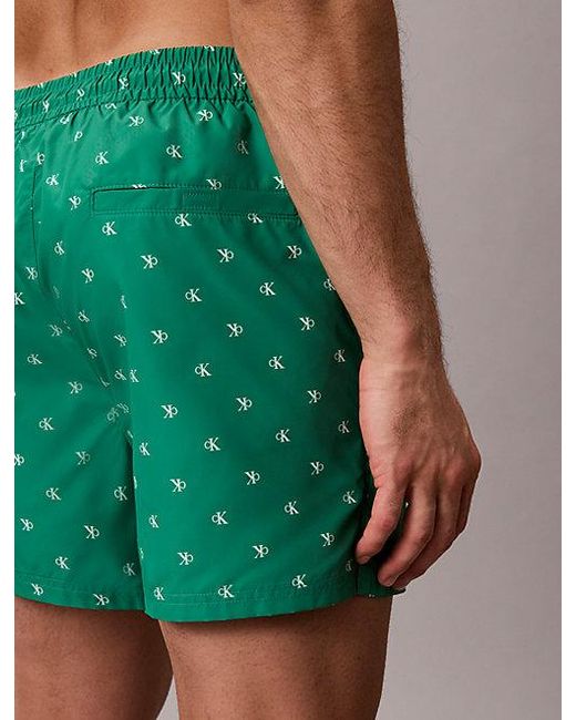 Calvin Klein Green Short Drawstring Swim Shorts Essentials for men
