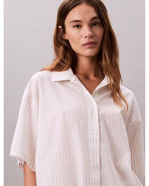 Calvin Klein Pyjamatop Van Poplinkatoen in het Pink