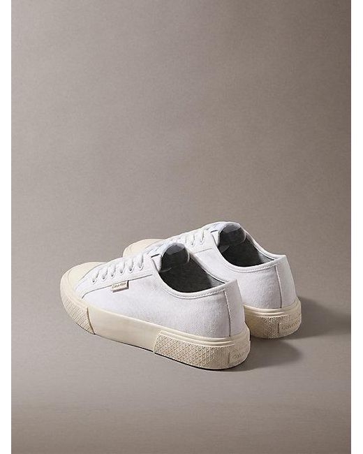 Calvin Klein White Ck Luna Canvas Emblem Logo Trainers