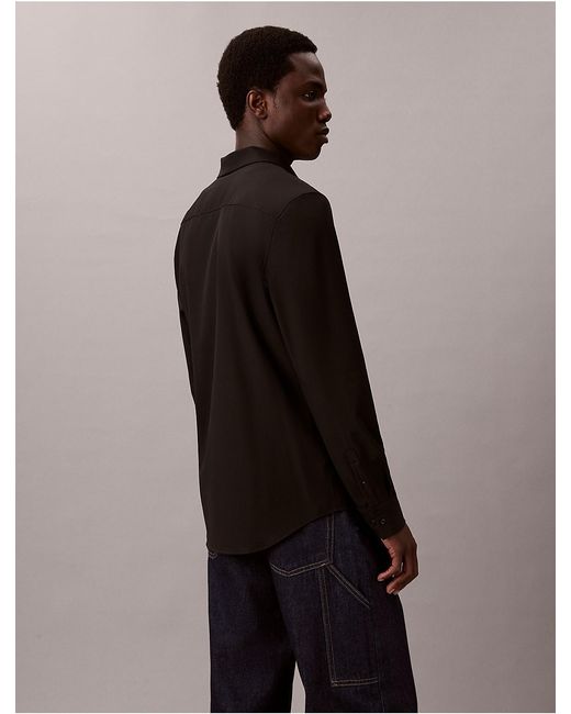 Calvin Klein Black Tech Stretch Slim Button-Down Shirt for men