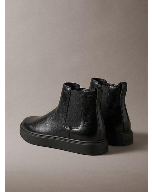 Calvin Klein Black Leather Hybrid Cupsole Chelsea Boots for men