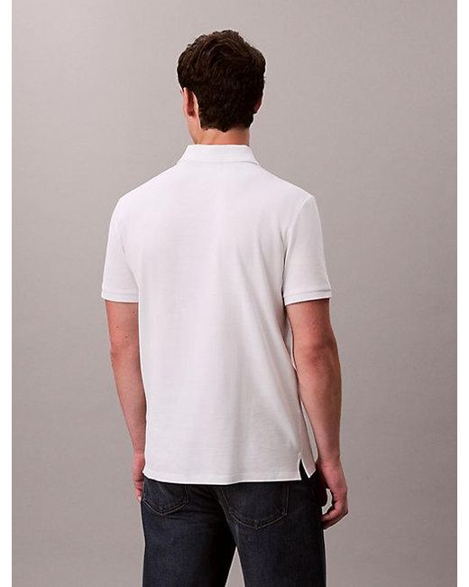 Calvin Klein White Jeans Cotton Piqué Monogram Polo Shirt for men