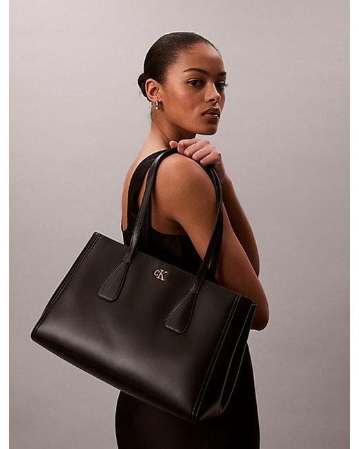 Calvin Klein Black Monogram Hardware Tote Bag