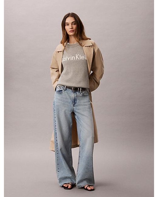 Calvin Klein Brown Jeans Logo Graphic Relaxed Jumper
