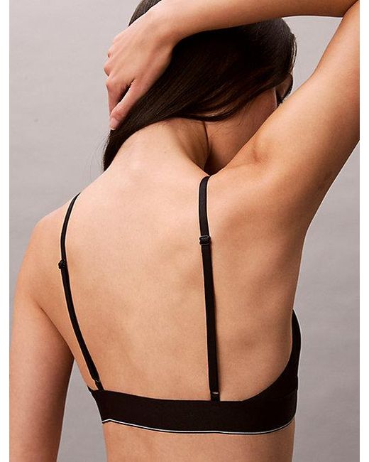 Calvin Klein Black Unlined Bralette Graphic Monogram Microfibre Stretch