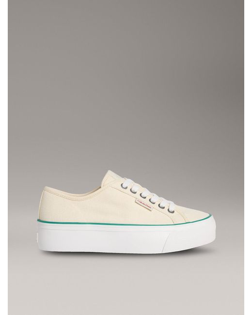 Calvin Klein Metallic Canvas Platform Trainers