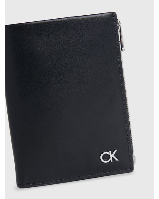 Calvin Klein Black Leather Rfid Trifold Wallet for men
