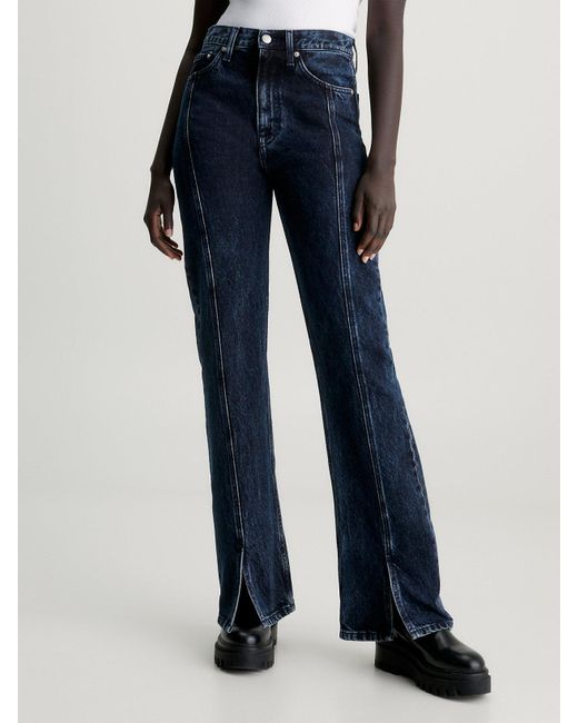 Calvin Klein Blue Split Hem Bootcut Jeans
