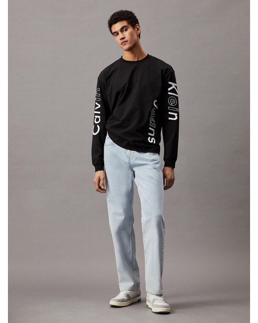 Calvin Klein Black Graphic Logo Long Sleeve T-shirt for men