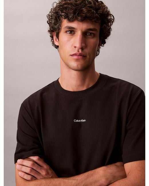 T-Shirt Relaxed En Piqué De Coton Calvin Klein pour homme en coloris Black
