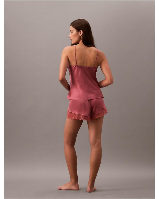 Calvin Klein Red Satin Sheen Short