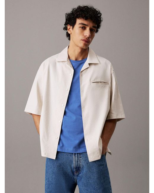 Chemise Relaxed En Lin Et Lyocell Calvin Klein pour homme en coloris Blue