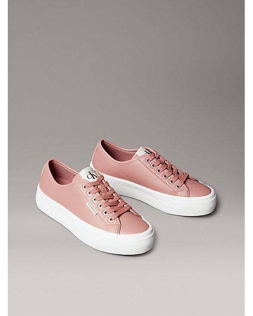 Calvin Klein Pink Leather Comfort Platform Trainers