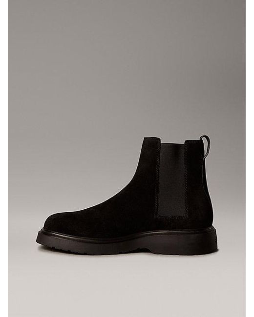 Calvin Klein Black Jeans Suede Lug Chelsea Boots for men