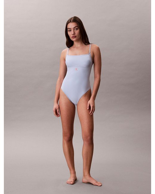 Calvin Klein Blue Scoop Neck Swimsuit