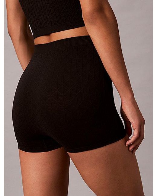 Calvin Klein Black Rib Emblem Seamless Pyjama Shorts