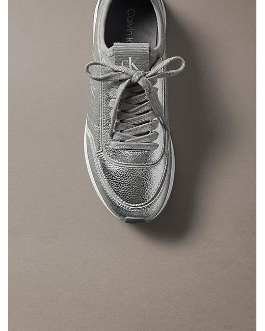 Calvin Klein Metallic Leather Runner Trainers
