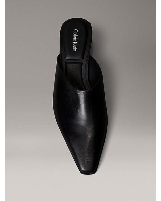 Calvin Klein Leren Muiltjes Met Kitten Heel in het Gray