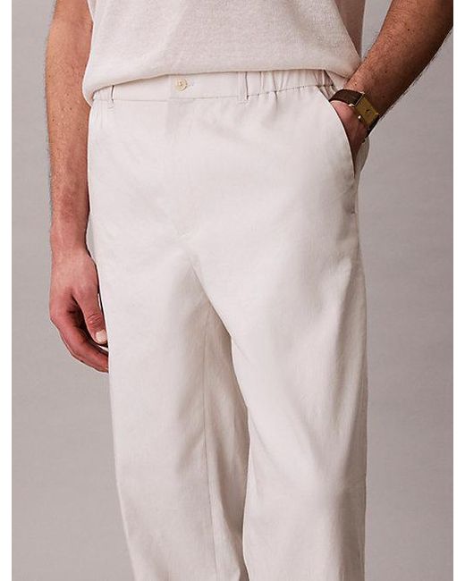 Calvin Klein Multicolor Tapered Linen Blend Trousers for men