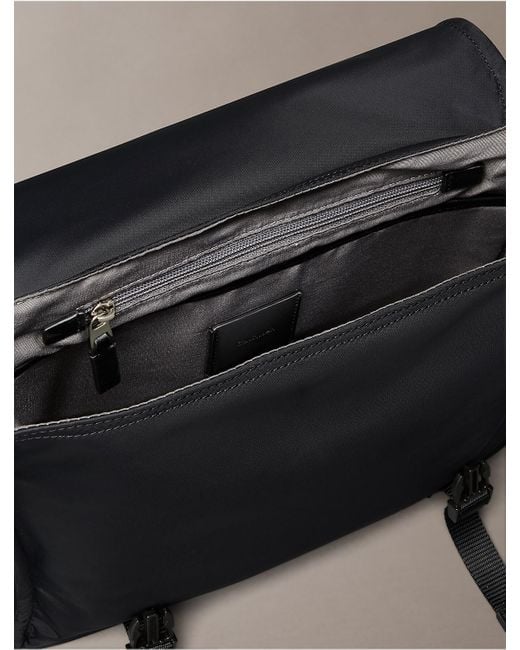 Calvin Klein Gray Matte Nylon Messenger Bag for men