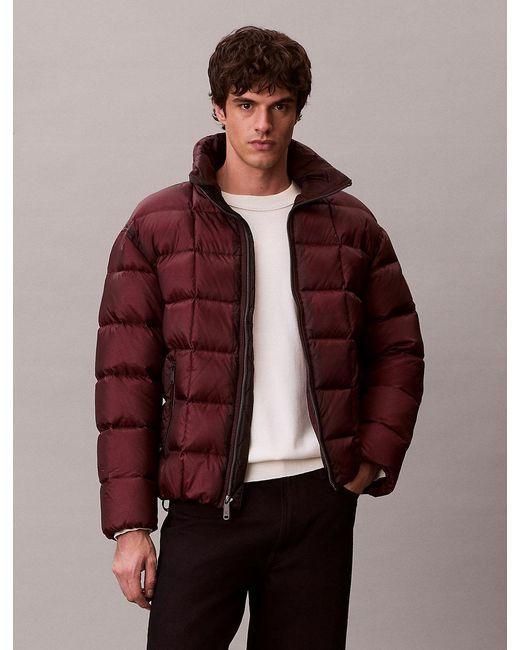 Calvin Klein Multicolor Ripstop Mock Neck Puffer Jacket for men