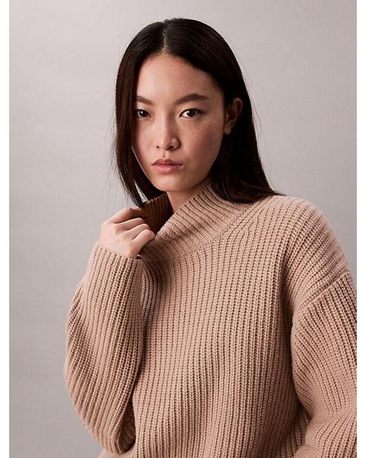 Calvin Klein Blue Lässiger, Dicker Rippen-Pullover Mit Rollkragen