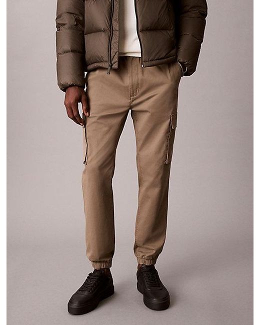 Calvin Klein Brown Comfort Cotton Skinny Cargo Pants for men