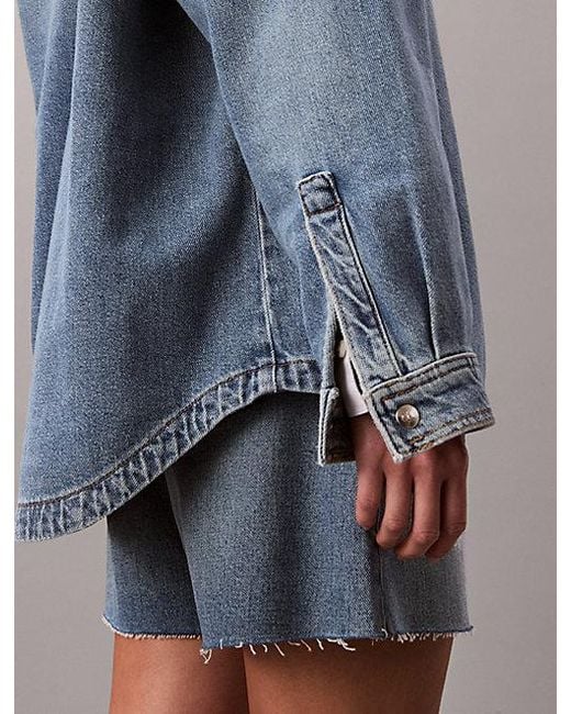 Calvin Klein Blue Jeans Denim Boyfriend Button Up Shirt