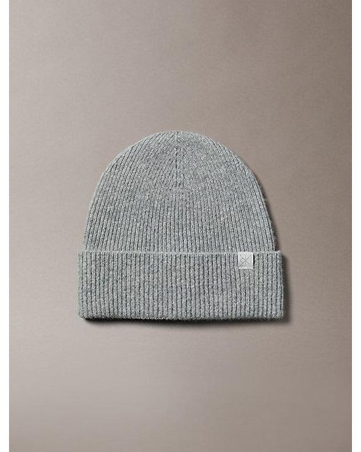 Calvin Klein Gray Cashmere Emblem Logo Beanie
