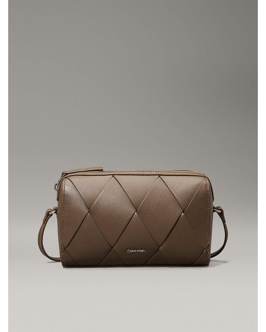 Calvin Klein Brown Woven Crossbody Camera Bag