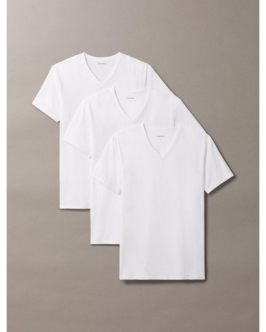 Lot De 3 T-Shirts D'Intérieur À Col En V Calvin Klein pour homme en coloris White