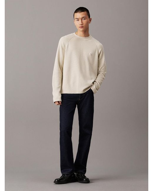 Calvin Klein Natural Relaxed Long Sleeve Waffle T-Shirt for men