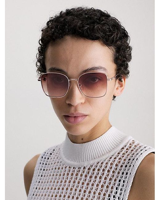 Calvin Klein Purple Rectangle Sunglasses
