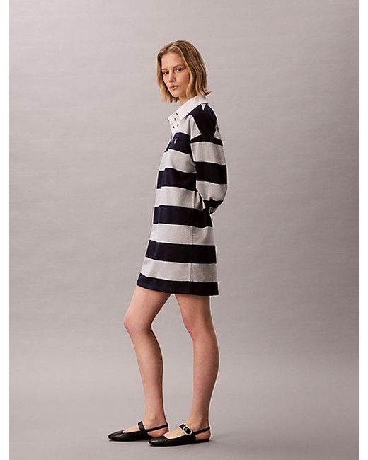 Calvin Klein Multicolor Jeans Varsity Stripe Polo Mini Dress