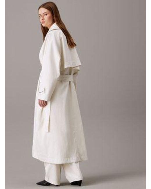 Calvin Klein Oversized Trenchcoat in het White